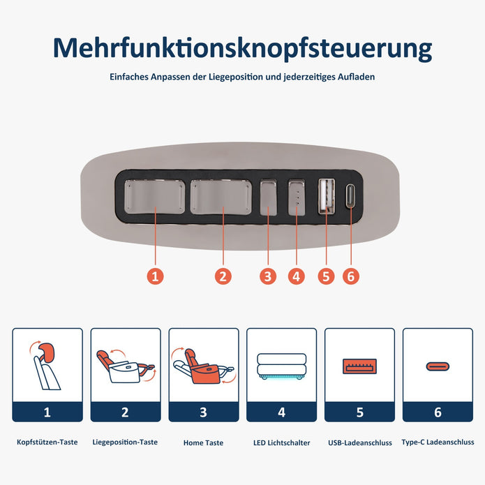 M Mcombo 2 Sitzer Sofa Mit Verstellbare Kopfstütze 7705