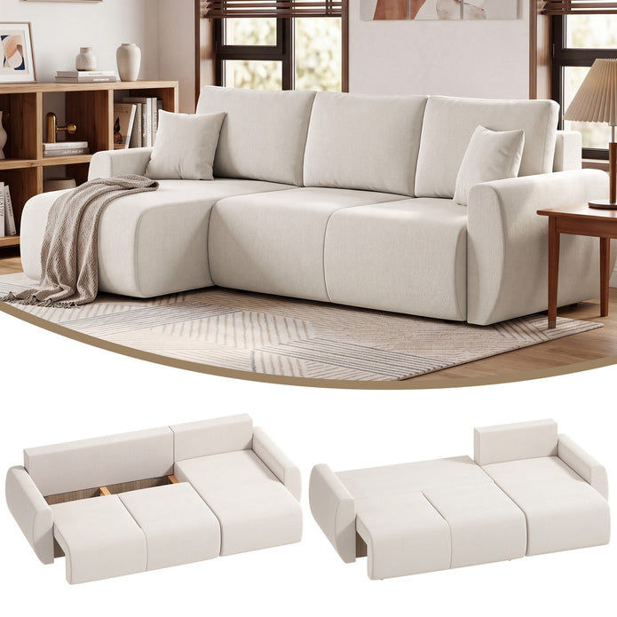 Ecksofa Mit Schlaffunktion L-Form 3-Sitzer Sofa Mit Umkehrbarer Chaiselongue