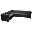 Chesterfield-Ecksofa 6-Sitzer Kunstleder Schwarz