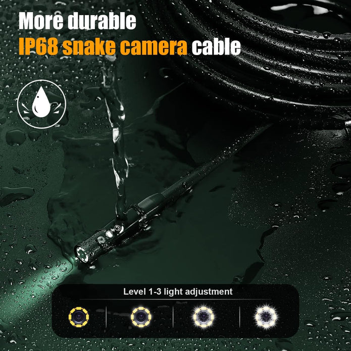 Endoskopkamera Mit Licht 20M, 5-Zoll-Ips- Bildschirm DREI Linsen Endoskop, IP68 Wasserdicht Rohrkamera, 8Mm Schlangenkamera, 1080P HD Digital Inspektionskamera, 32GB (Abnehmbares Kabel)