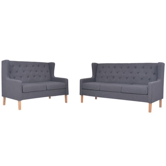 2-Tlg. Sofa-Set Stoff Grau