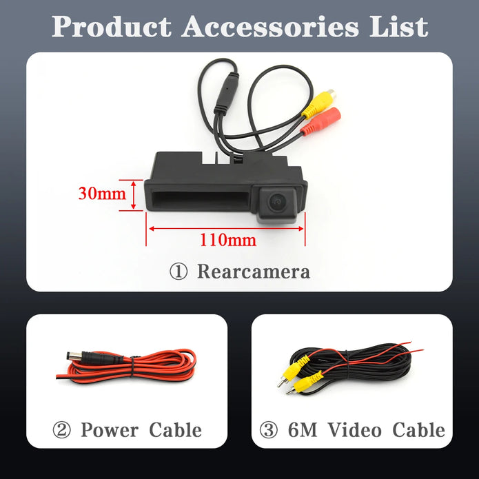 Car Rear View Camera for Audi A1 A3 A4 A6 A6L S5 Q5 Q7 2008-2012 Backup Trunk Handle Night Version Water-Proof Cam Line