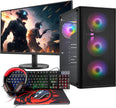 Basic Gaming Komplett PC Set Ryzen 3 3200G, Radeon Vega 8, 16 GB DDR4, 1000 GB SSD M.2, Windows 11 Pro 64Bit + 24 Zoll Monitor + Tastatur, Maus, Headset Bundle