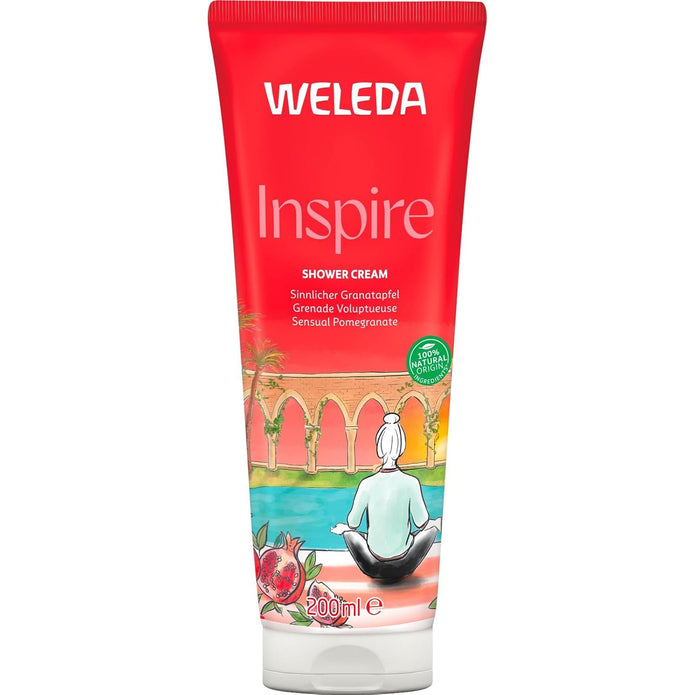 WELEDA Bio Inspire Duschgel Vegan - Naturkosmetik Granatapfel Duschseife Für Frauen & Männer Mit Orange/Vanille Duft - Natürliche Hautpflege Dusche Zur Reinigung Von Gesicht & Körper (1X 200Ml)