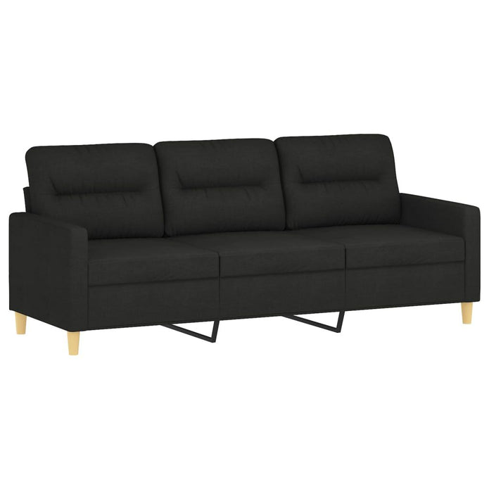 4-Tlg. Sofagarnitur Mit Kissen Schwarz Stoff