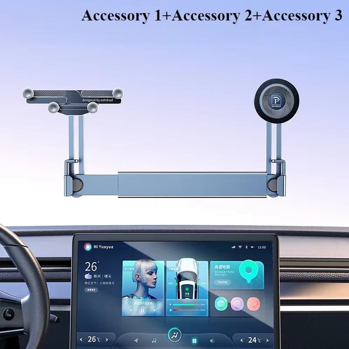 Eary Dual-Position Car Screen Phone Holder Metal Bracket 360° Adjustable Stand Fit for Tesla Model 3 Y Highland Car Accessories