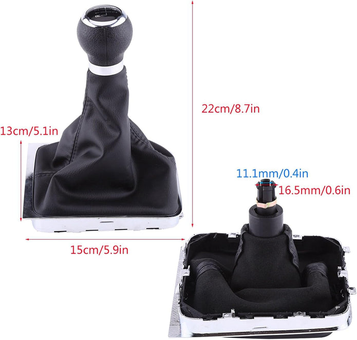 Keenso Auto Schaltknauf Kit, Auto 6 Gang Schaltknauf Und Schaltsack Staubschutzhaube Für B6 2005-2012
