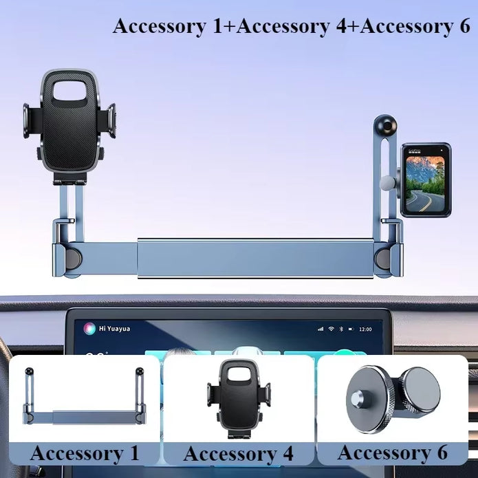 Eary Dual-Position Car Screen Phone Holder Metal Bracket 360° Adjustable Stand Fit for Tesla Model 3 Y Highland Car Accessories