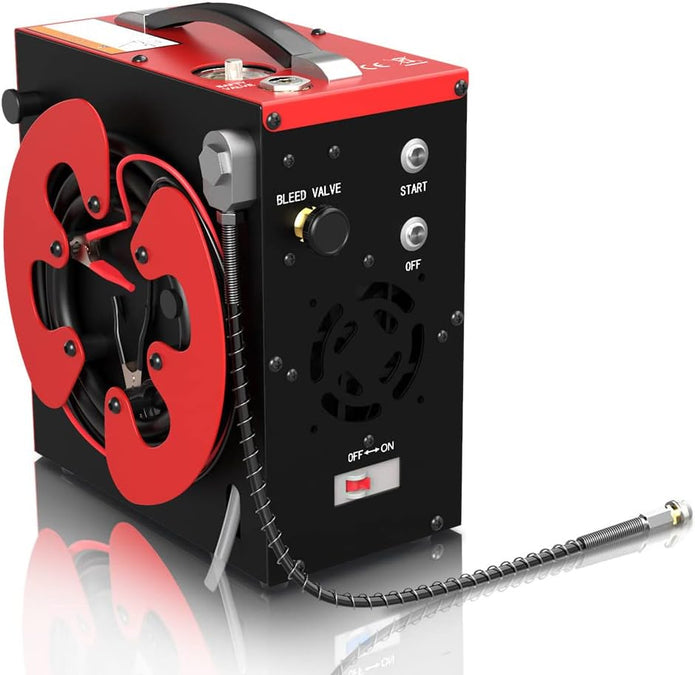 GX-E-CS3 Tragbarer PCP Kompressor 4500 PSI / 300 Bar – Ölfreier Luftkompressor mit Auto-Stopp, Wasser-Öl-Filter, 12V DC & 220V AC