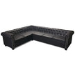 Chesterfield-Ecksofa 6-Sitzer Kunstleder Schwarz