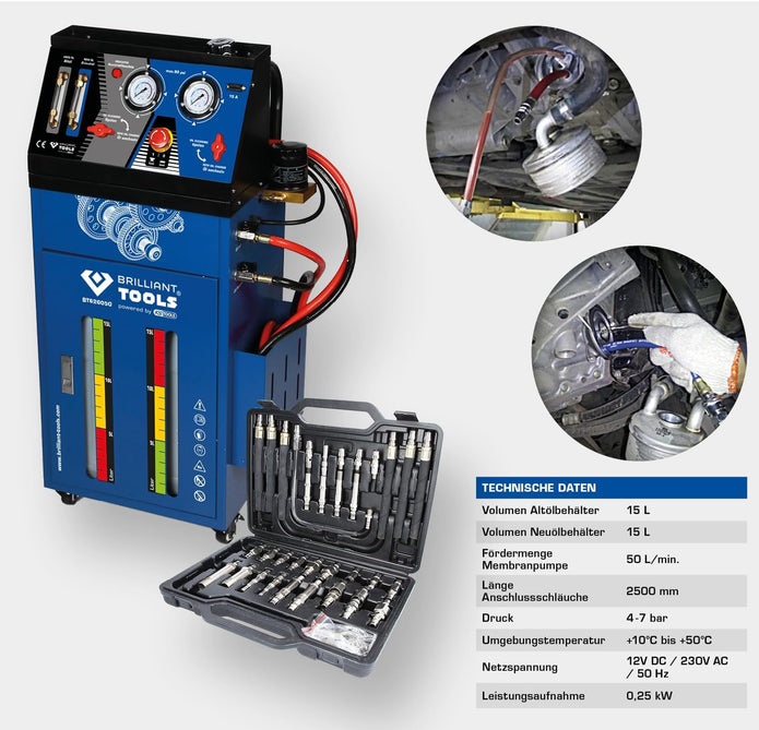 BRILLIANT TOOLS BT626050 Getriebe-Spülgerät Mit Adapter-Satz [Powered by KS TOOLS]