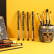Docolor Gothic Lidschatten Pinselset 10 Stück Totenkopf-Druck Augen Make up Pinsel Augenpinsel Set Für Lidschatten Augenbraue Eyeliner Blending