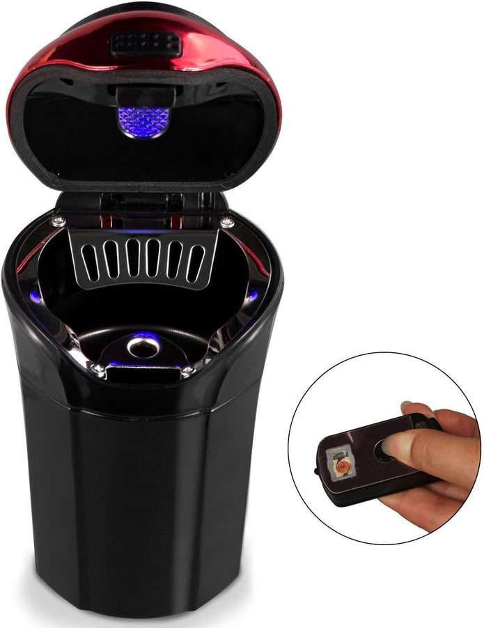 Aschenbecher Auto, Auto Aschenbecher Mit Blauer Led-Lichtanzeige, Auto Aschenbecher Mit Deckel Für Auto, Haus, Büro