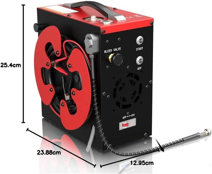 GX-E-CS3 Tragbarer PCP Kompressor 4500 PSI / 300 Bar – Ölfreier Luftkompressor mit Auto-Stopp, Wasser-Öl-Filter, 12V DC & 220V AC