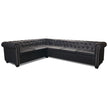 Chesterfield-Ecksofa 6-Sitzer Kunstleder Schwarz
