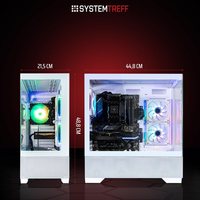 SYSTEMTREFF Basic Gaming PC Weiß AMD Ryzen 5 5500 6X4.2Ghz | Nvidia RTX 3050 6GB DX12 | 512GB M.2 Nvme | 16GB DDR4 RAM | WLAN Desktop Computer Rechner Für Gamer, Zocker & Streamer
