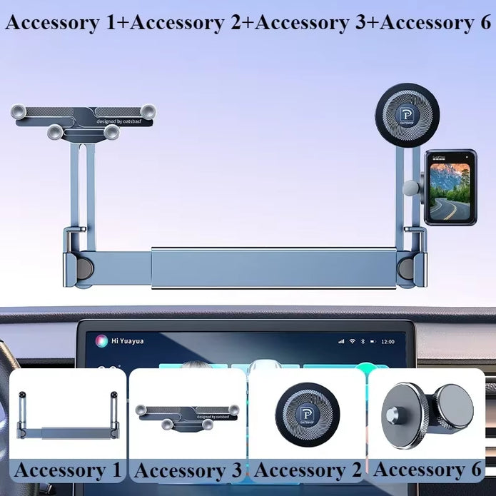 Eary Dual-Position Car Screen Phone Holder Metal Bracket 360° Adjustable Stand Fit for Tesla Model 3 Y Highland Car Accessories