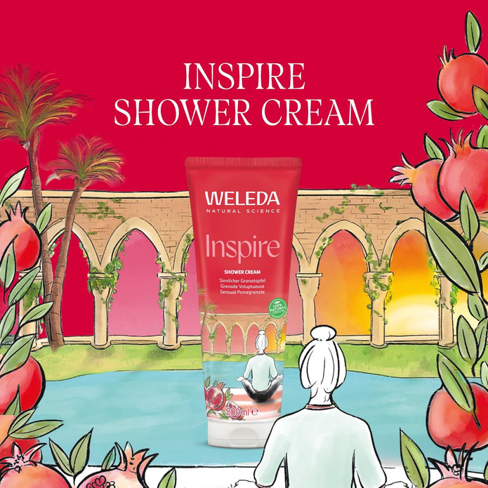 WELEDA Bio Inspire Duschgel Vegan - Naturkosmetik Granatapfel Duschseife Für Frauen & Männer Mit Orange/Vanille Duft - Natürliche Hautpflege Dusche Zur Reinigung Von Gesicht & Körper (1X 200Ml)