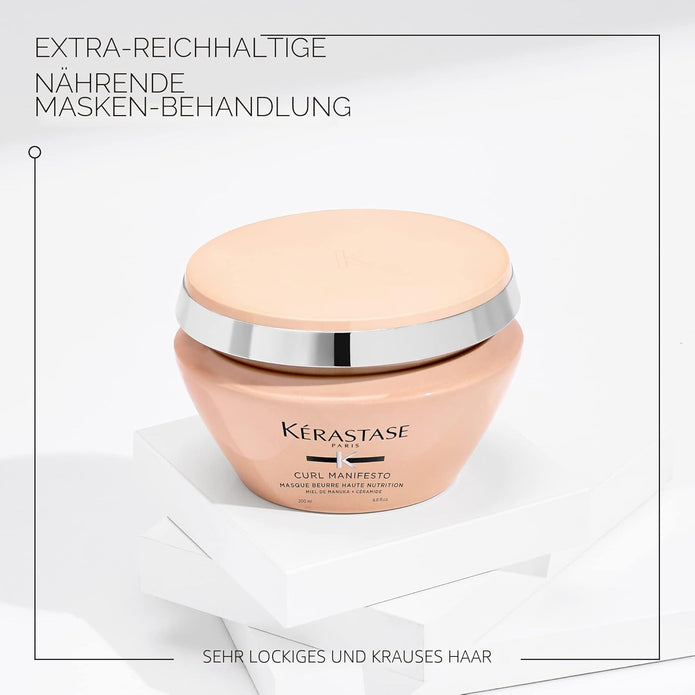Kérastase | Haarmaske Für Krauses Und Lockiges Haar, Gegen Haarbruch Und Frizz, Masque Beurre Haute Nutrition, Curl Manifesto, 200 Ml