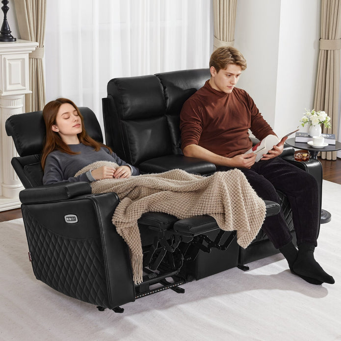 M Mcombo 2 Sitzer Fernsehsessel Elektrisch Mit Konsole 7705 (Schwarz)