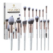 EIGSHOW Make-Up Pinselset,15-Teilig MUA PRO Serie Profi Pinsel Mit Silberionen-Borsten Für Foundation,Pulver,Rouge,Highlighter,Concealer,Lidschatten&Eyeliner,Reise-Geschenkset (Champagner Gold)