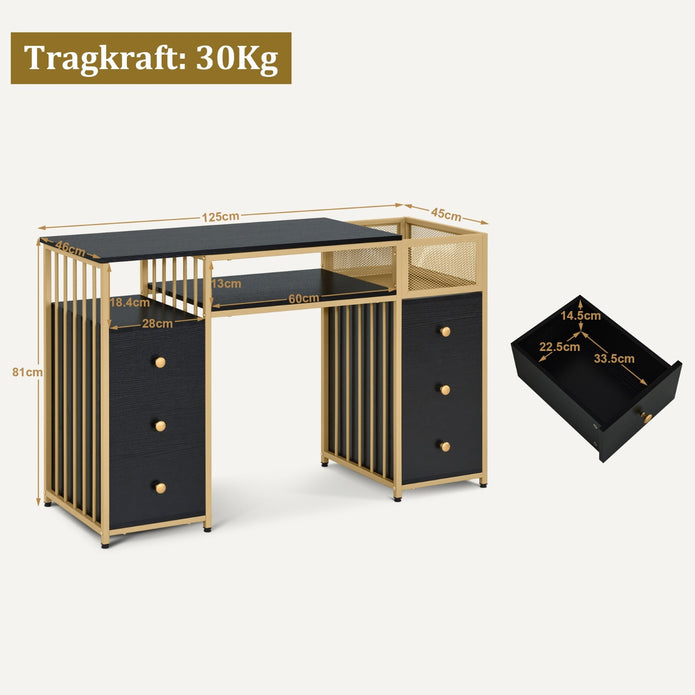 M Mcombo Schreibtisch Mit 6 Schubladen, Nageltisch Manikürtisch, 2425