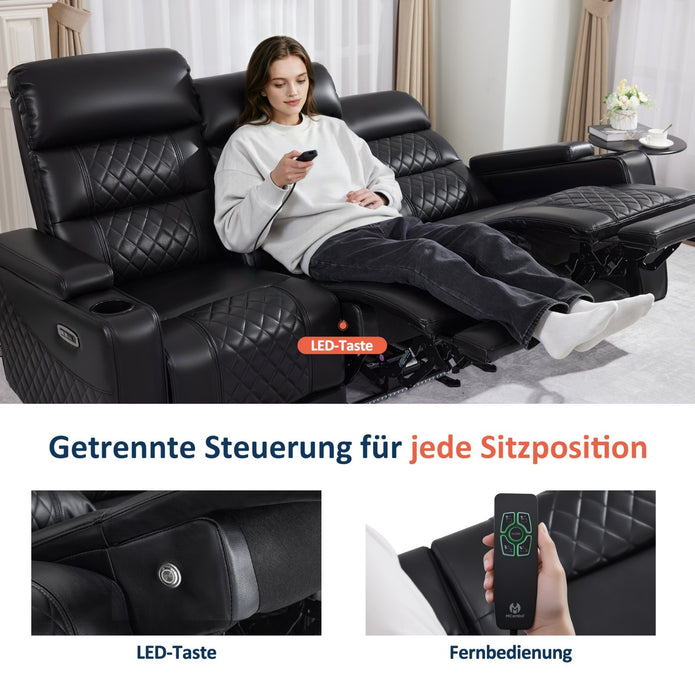 M Mcombo 3 Sitzer Fernsehsessel Elektrisch 7705 (Schwarz)