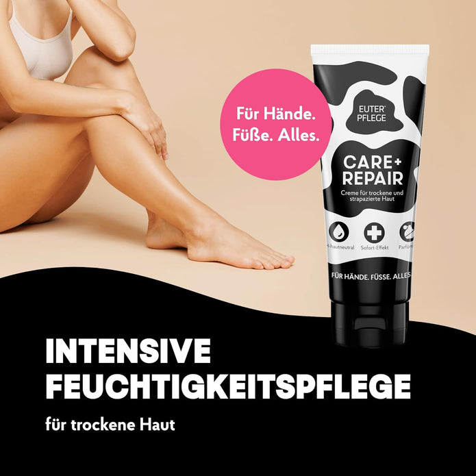 EUTERPFLEGE Care + Repair Creme, 200Ml, Intensive Pflege Für Trockene Haut, Feuchtigkeitscreme Für Hand Und Körper, Parfümfrei, Allergiker Geeignet