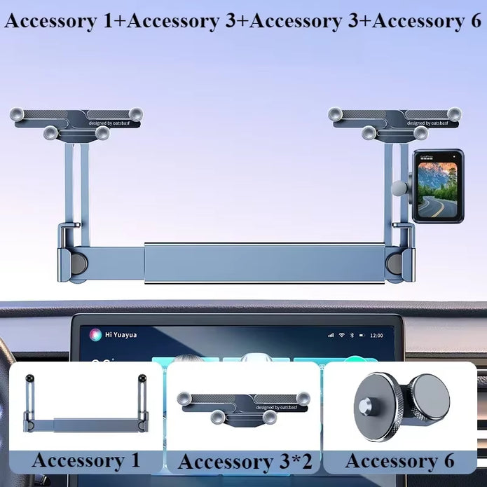 Eary Dual-Position Car Screen Phone Holder Metal Bracket 360° Adjustable Stand Fit for Tesla Model 3 Y Highland Car Accessories