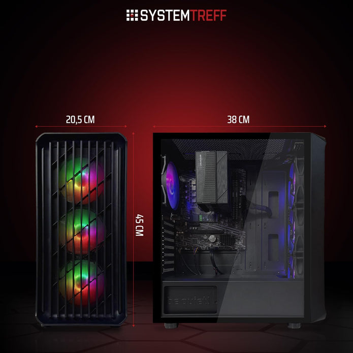 SYSTEMTREFF Basic Gaming PC AMD Ryzen 7 5700G 8X4.6Ghz | Radeon RX Vega 8 4K HDMI DX12 | 1TB M.2 Nvme | 32GB DDR4 RAM | Windows 11 | WLAN Desktop Computer Rechner Für Gamer, Zocker