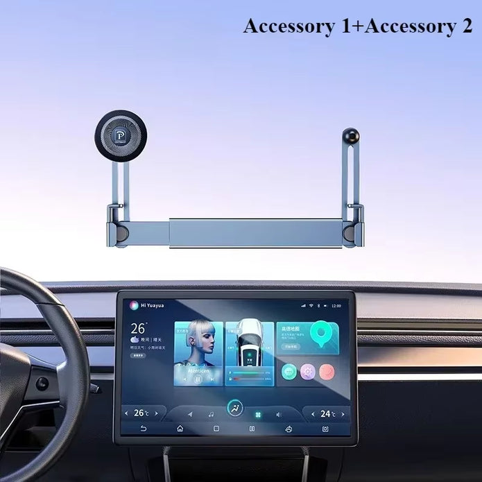 Eary Dual-Position Car Screen Phone Holder Metal Bracket 360° Adjustable Stand Fit for Tesla Model 3 Y Highland Car Accessories