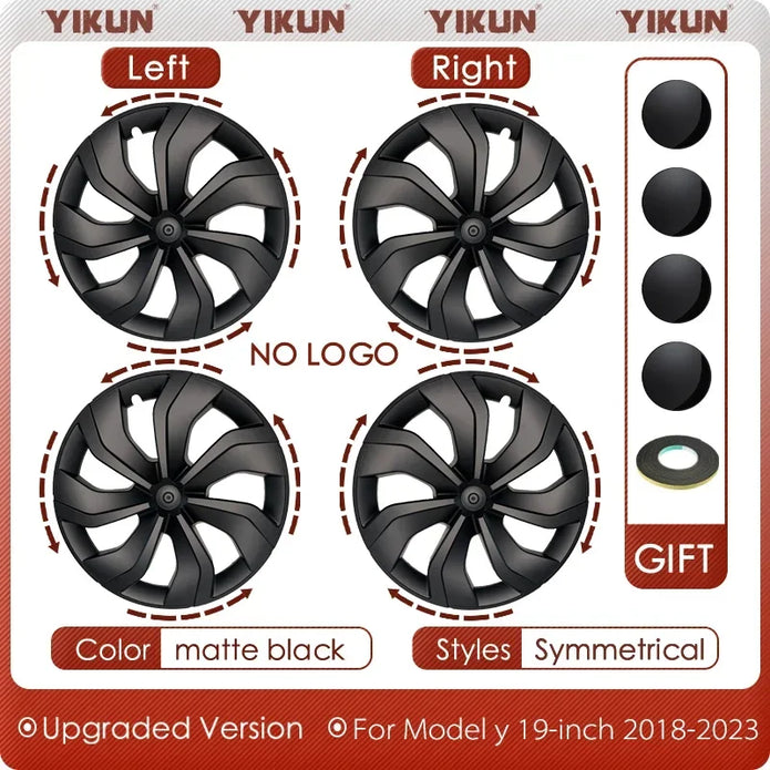 4PCS Hub Cap Performance Replacement Wheel Cap Automobile Hubcap Full Rim Cover Accessories for Tesla Model Y 19 Inch 2017-2024