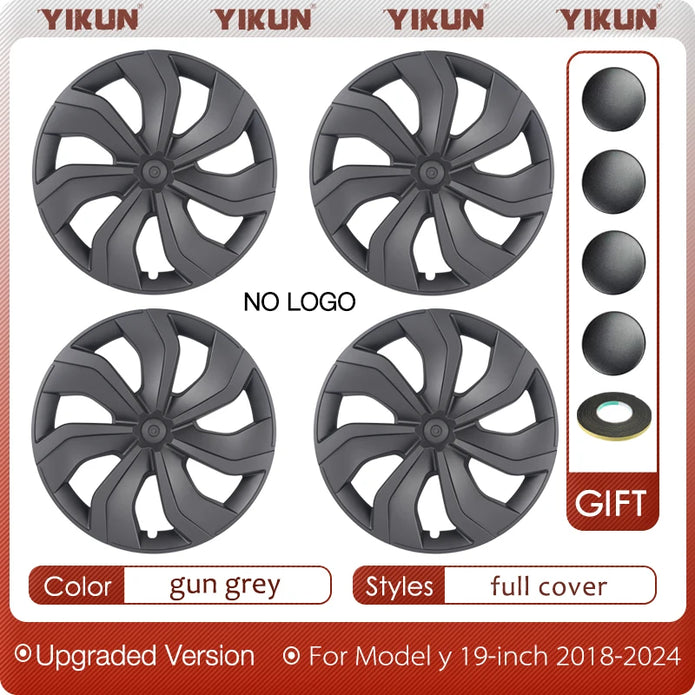 4PCS Hub Cap Performance Replacement Wheel Cap Automobile Hubcap Full Rim Cover Accessories for Tesla Model Y 19 Inch 2017-2024