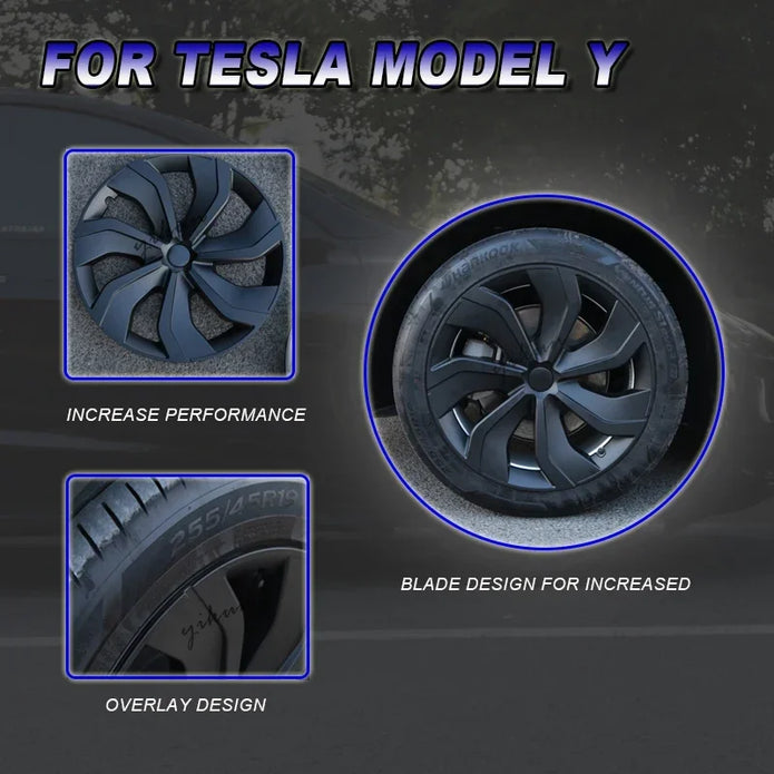 4PCS Hub Cap Performance Replacement Wheel Cap Automobile Hubcap Full Rim Cover Accessories for Tesla Model Y 19 Inch 2017-2024