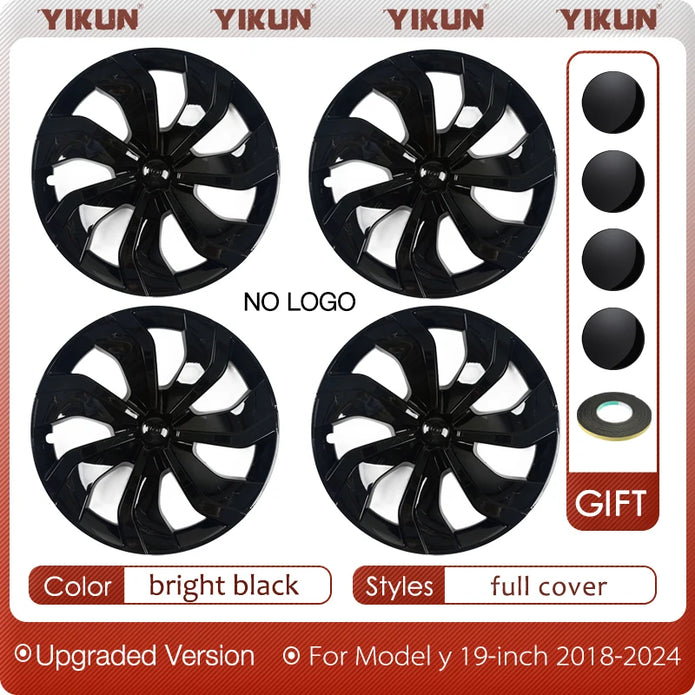 4PCS Hub Cap Performance Replacement Wheel Cap Automobile Hubcap Full Rim Cover Accessories for Tesla Model Y 19 Inch 2017-2024