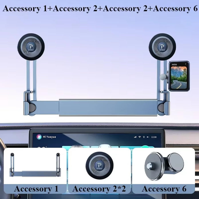 Eary Dual-Position Car Screen Phone Holder Metal Bracket 360° Adjustable Stand Fit for Tesla Model 3 Y Highland Car Accessories