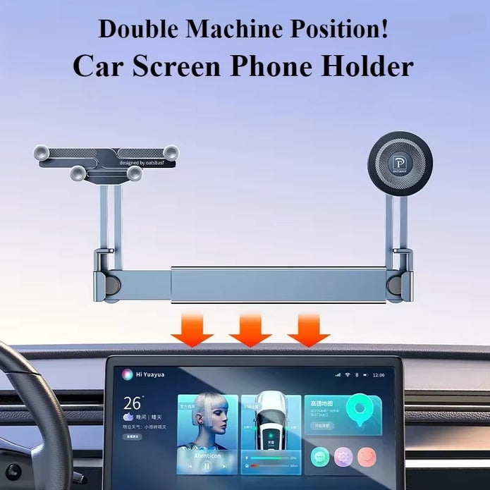 Eary Dual-Position Car Screen Phone Holder Metal Bracket 360° Adjustable Stand Fit for Tesla Model 3 Y Highland Car Accessories
