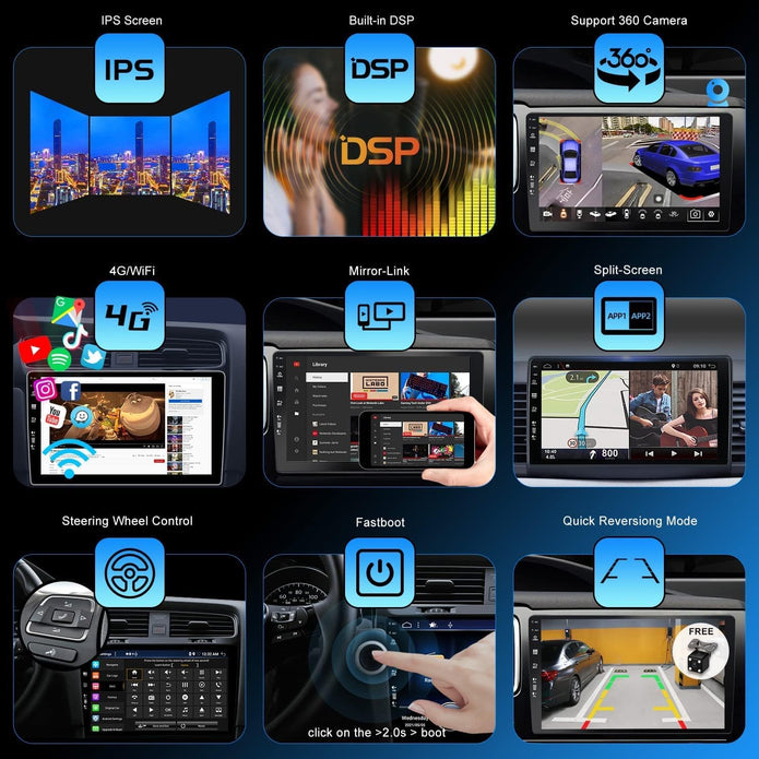 [6GB+128GB] Android 14 Autoradio Für Peugeot 207(2006-2015)-[Integriertes Carplay/Android Auto/Dsp/Gps]-9” IPS 2.5D-Cam+Mic-Dab/Mirror Link/Bluetooth 5.0/360 Kamera/Lenkradsteuerung