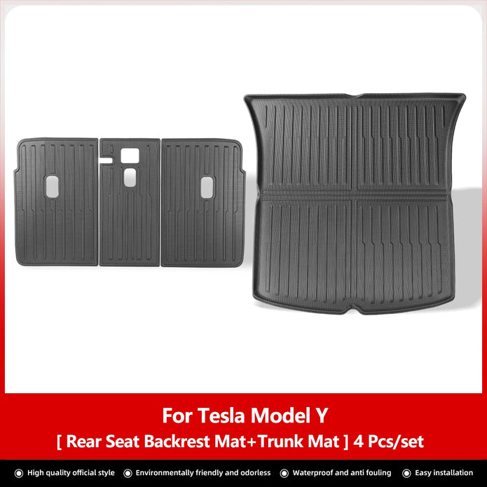 for Tesla Model Y Rear Seat Backrest Protective Pad Trunk Mat Anti-Kick Pad Car Interior Accessories 2021-2024