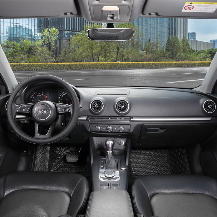 Lenkradbezug Für Auto, Standard-Mittelgröße 37-39 Cm, Auto-Innenausstattung, Schwarzes Mikrofaserleder