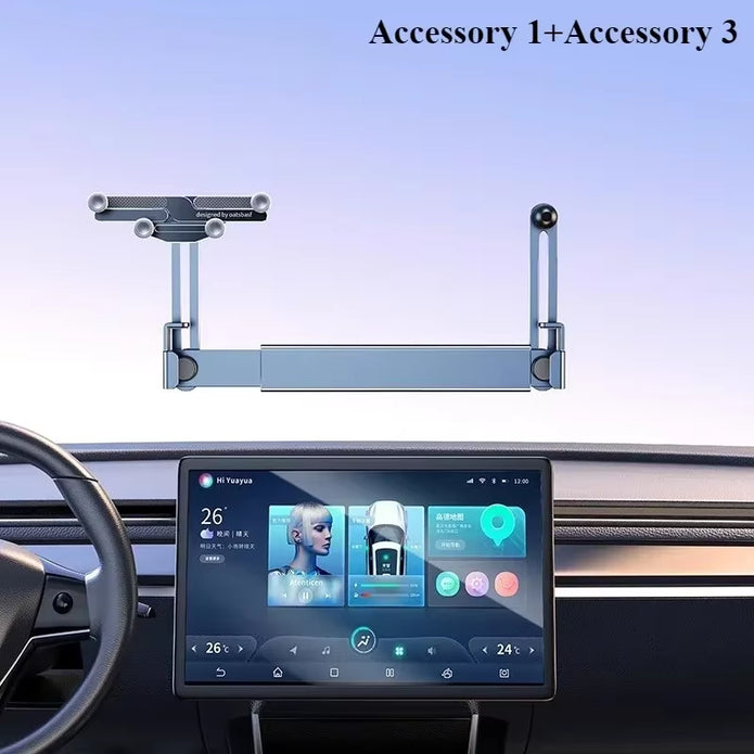 Eary Dual-Position Car Screen Phone Holder Metal Bracket 360° Adjustable Stand Fit for Tesla Model 3 Y Highland Car Accessories