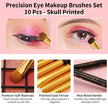 Docolor Gothic Lidschatten Pinselset 10 Stück Totenkopf-Druck Augen Make up Pinsel Augenpinsel Set Für Lidschatten Augenbraue Eyeliner Blending