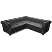 Chesterfield-Ecksofa 5-Sitzer Kunstleder Schwarz