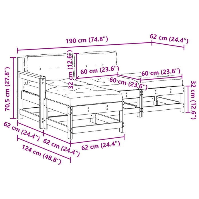 Garten Lounge Set Sitzgruppe Sofagarnitur Terrasse Gartenmöbel 4-Tlg. Vidaxl