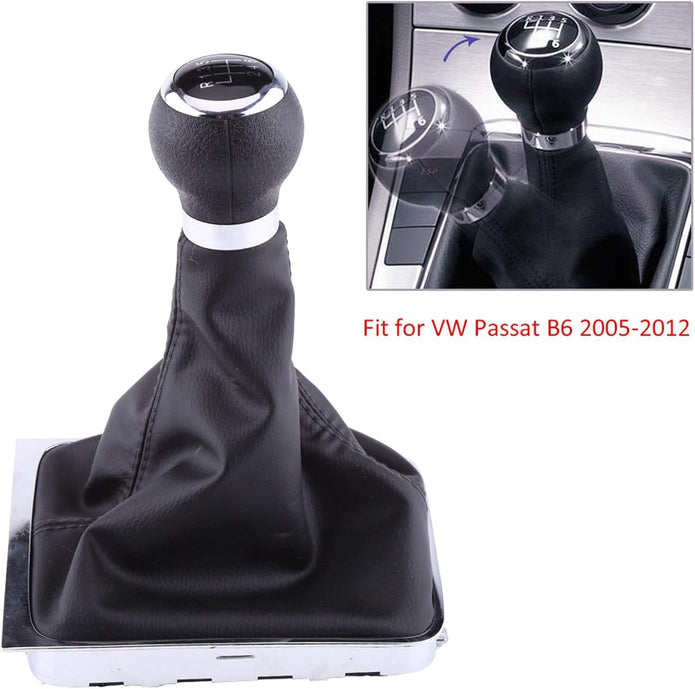 Keenso Auto Schaltknauf Kit, Auto 6 Gang Schaltknauf Und Schaltsack Staubschutzhaube Für B6 2005-2012
