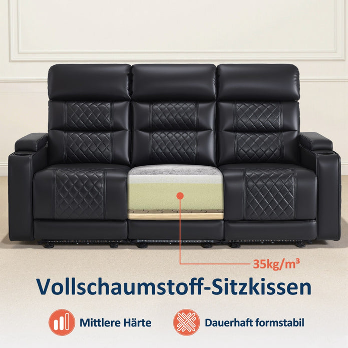 M Mcombo 3 Sitzer Fernsehsessel Elektrisch 7705 (Schwarz)