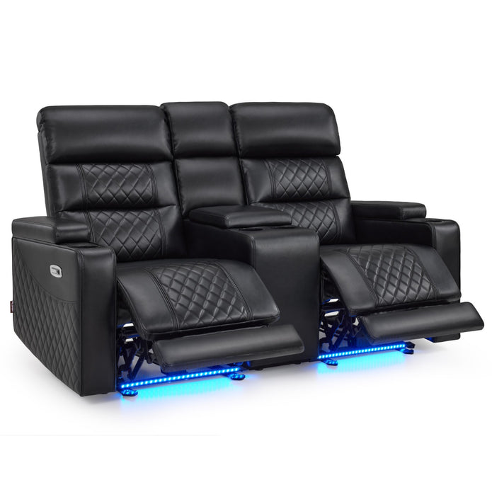 M Mcombo 2 Sitzer Fernsehsessel Elektrisch Mit Konsole 7705 (Schwarz)